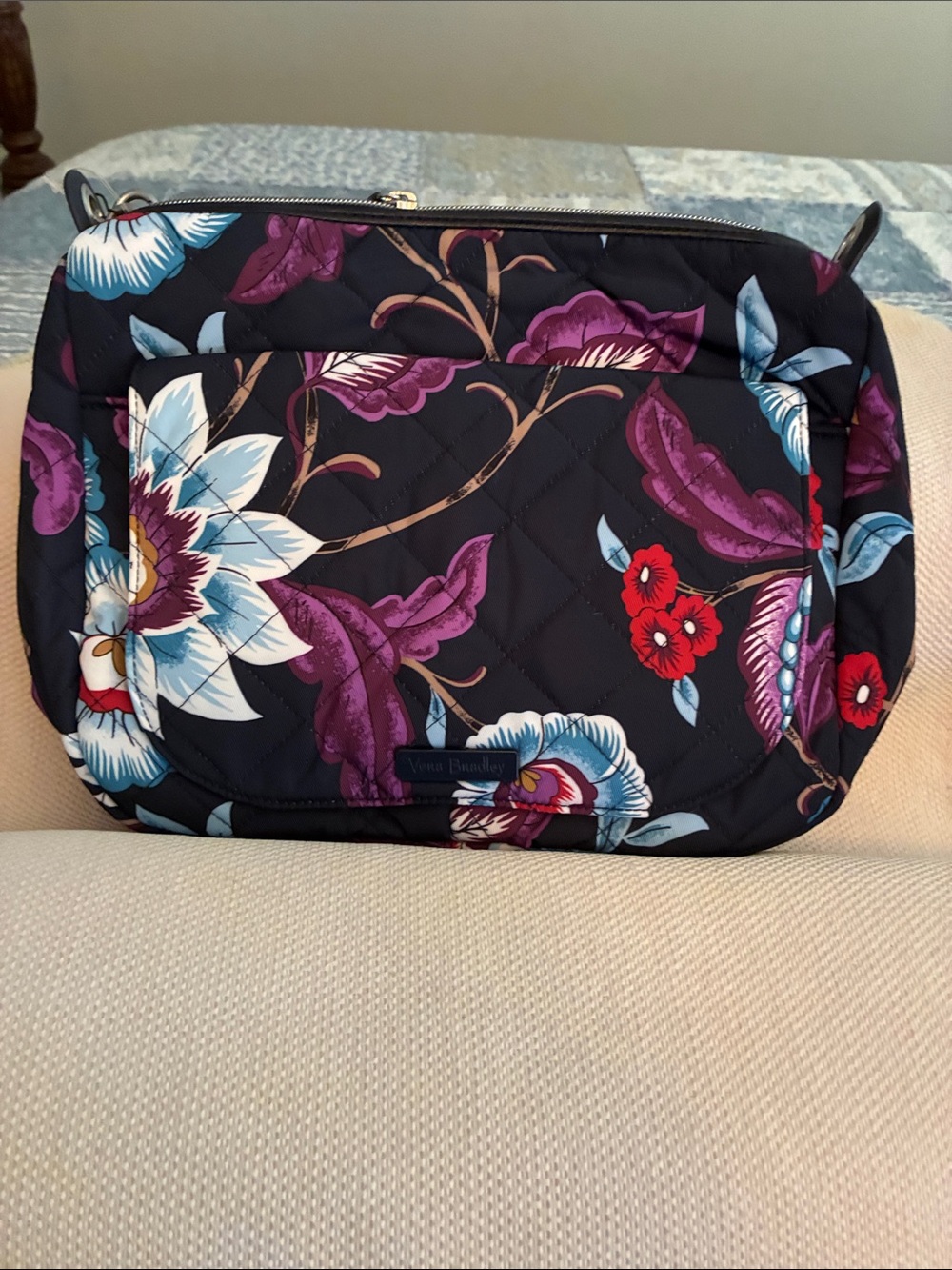 Vera Bradley “MayfairBloom”Quilted Cosmetic Pouch w/ Purple, Blue & Red-NWT